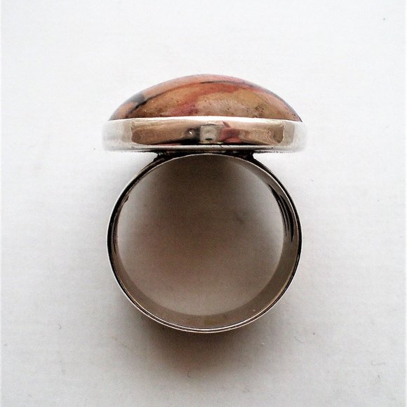 HUGE Jay King Drt Sterling Silver 925 Picture Jasper Cocktail Dinner Ring 14 g. - Picture 5 of 11